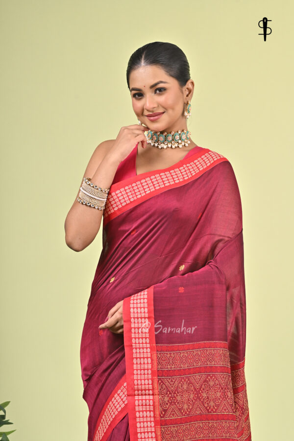 Preyashi (প্রেয়সী) 1 Preyashi handwoven magenta Bomkai pure cotton saree