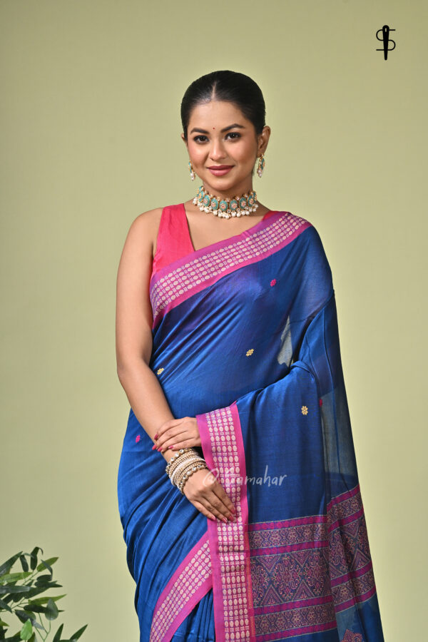 Neelakshi (নীলাক্ষী) 1 Neelakshi handwoven Bomkai pure cotton saree in deep blue