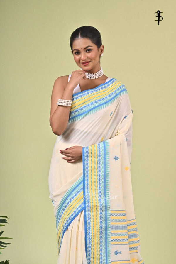 Matsyakanya II (মৎস্যকন্যা II) - Pure Cotton Handloom Saree with Fish Motifs 1 Matsyakanya II handwoven pure cotton saree with traditional fish motifs