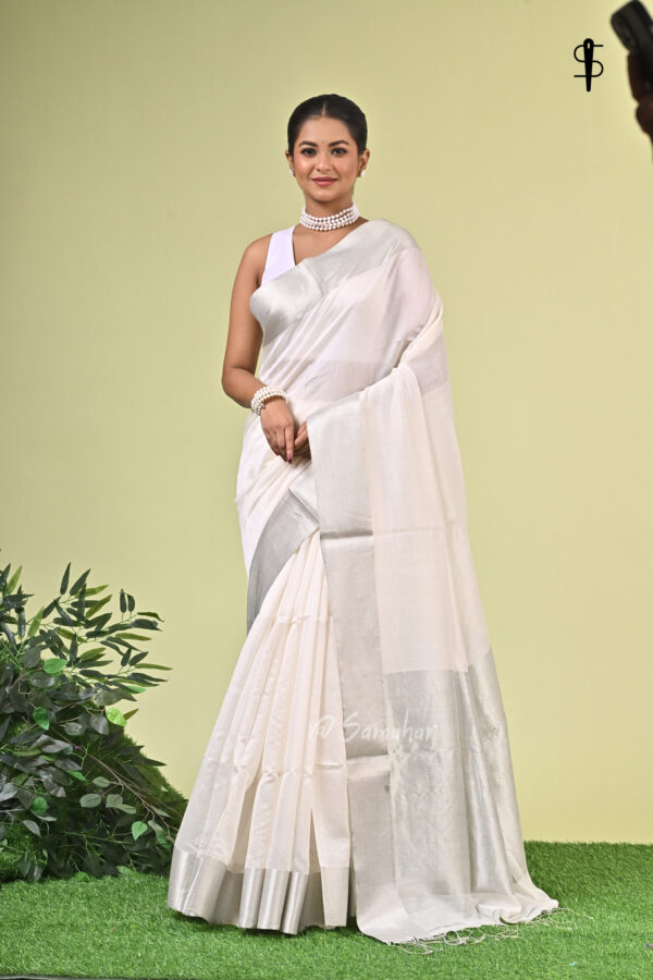 Minima II - Pure Cotton Saree with Silk Border in Twill Weave 2 LPS 9707 scaled