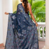 Mohini / মোহিনী - Printed Tussar Saree in Metallic Blue 6 SAV06968 scaled