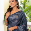Mohini / মোহিনী 5 Mohini handwoven metallic blue pure Tussar Jamdani saree