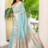 Akashleena (আকাশলীনা) - Pure Cotton Saree with Silk Border in Twill Weave 7 SAV06993 scaled