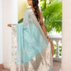 Akashleena (আকাশলীনা) - Pure Cotton Saree with Silk Border in Twill Weave 6 SAV06996 scaled