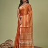 Kanakprabha (কনকপ্রভা) - Pure Tissue Silk Saree with Metallic Zari 5 Kanakprabha burnt orange pure tissue silk saree with metallic zari