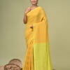 Kanaklata (কনকলতা) - Pure Cotton Checked Saree 5 Kanaklata pure cotton checked saree in turmeric yellow and lime green