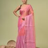 Arunima (অরুণিমা) - Pure Tissue Silk Saree with Metallic Zari 5 Arunima pure tissue silk saree in rose pink with peach-gold metallic zari
