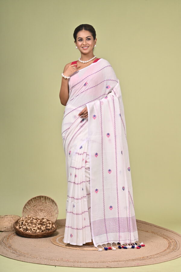 Jyotsna (জ্যোৎস্না) - White Pure Cotton Handloom Saree 2 LPS 4459