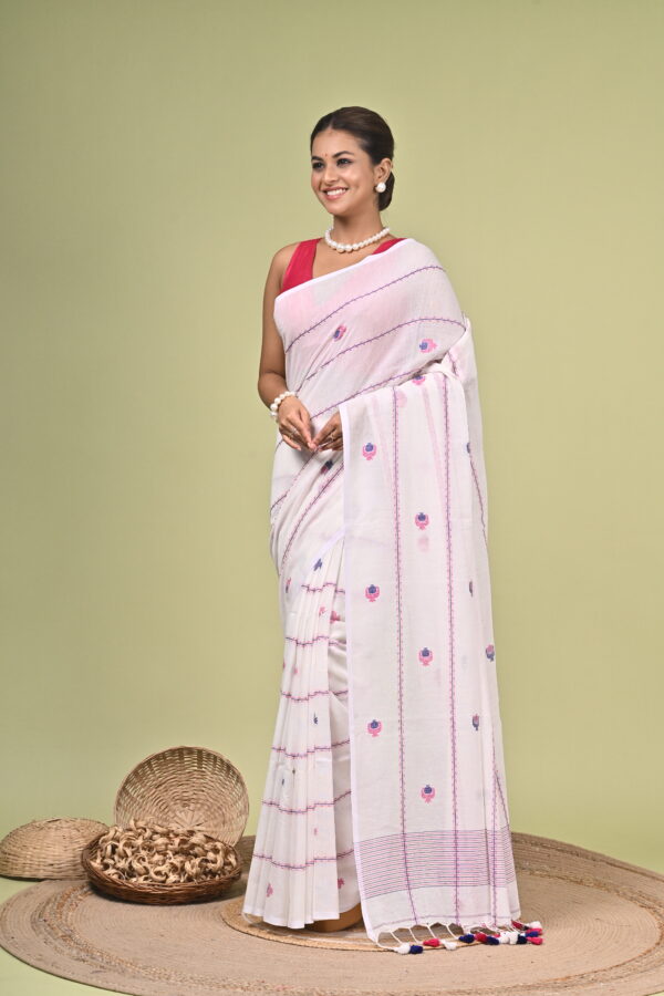 Jyotsna (জ্যোৎস্না) - White Pure Cotton Handloom Saree 4 LPS 4461