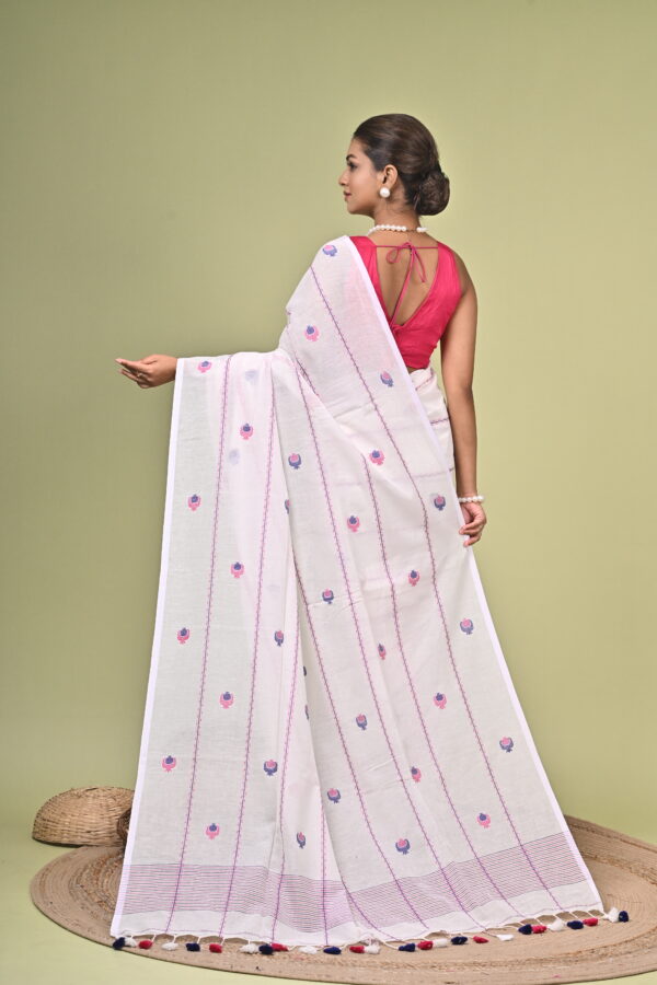 Jyotsna (জ্যোৎস্না) - White Pure Cotton Handloom Saree 5 LPS 4462