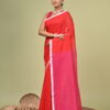 Rangrez - Pure Cotton Half-half Saree 6 Rangrez red and pink pure cotton handloom saree