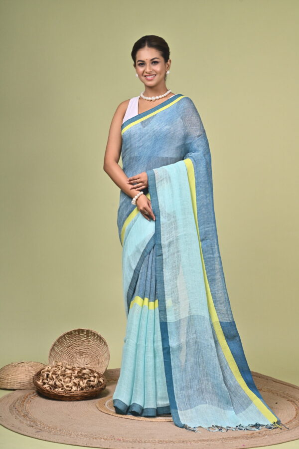 Urmi (উর্মি) - Pure Linen Saree in Mock-Leno Weave 3 LPS 4470 scaled