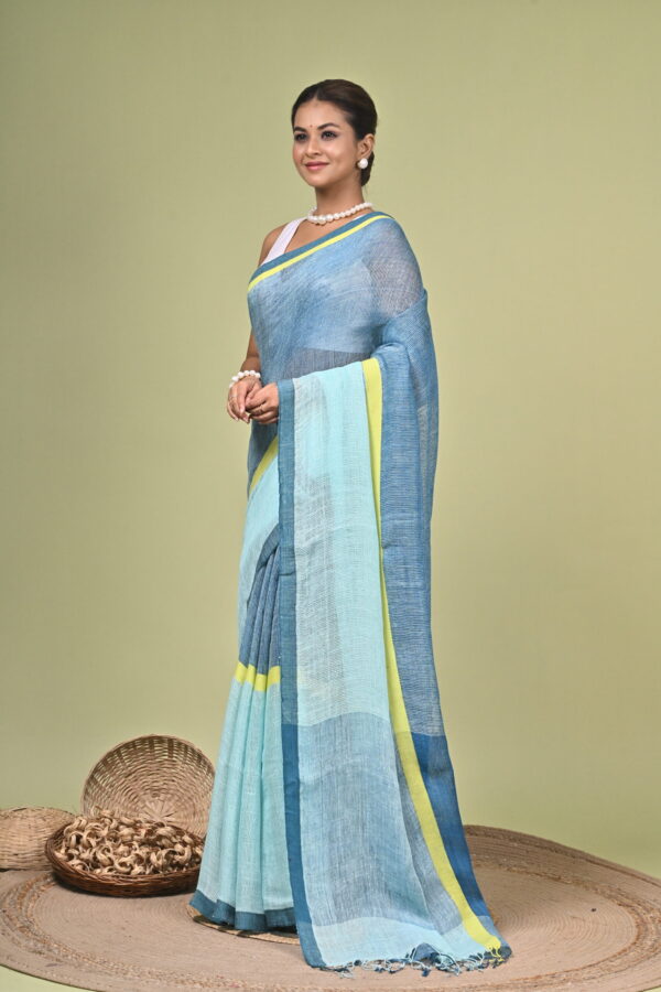 Urmi (উর্মি) - Pure Linen Saree in Mock-Leno Weave 4 LPS 4472 scaled