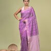 Jamini (যামিনী) - Silk Cotton Warp-Printed Saree 5 Jamini silk cotton warp-printed saree in lavender purple with violet motifs