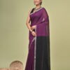 Jugalbandi purple and black pure cotton handloom saree