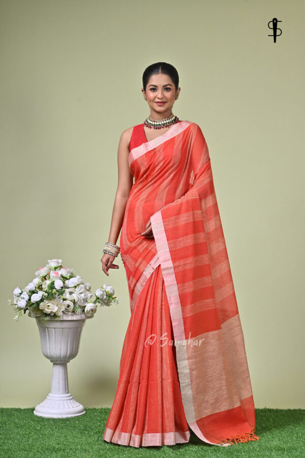 Palashi (পলাশি) - Pure Cotton Saree with Jute Sections 2 LPS 9372 scaled