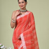 Palashi (পলাশি) - Pure Cotton Saree with Jute Sections 6 Palashi pure cotton muted red saree with jute work stripes and silk borders