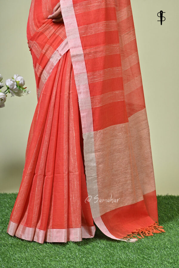 Palashi (পলাশি) - Pure Cotton Saree with Jute Sections 3 LPS 9375 scaled