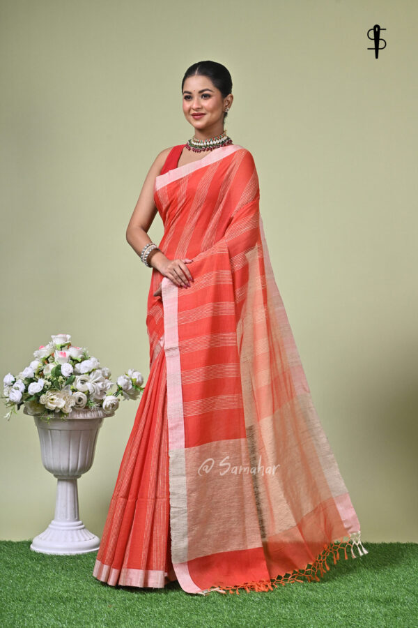 Palashi (পলাশি) - Pure Cotton Saree with Jute Sections 4 LPS 9376 scaled