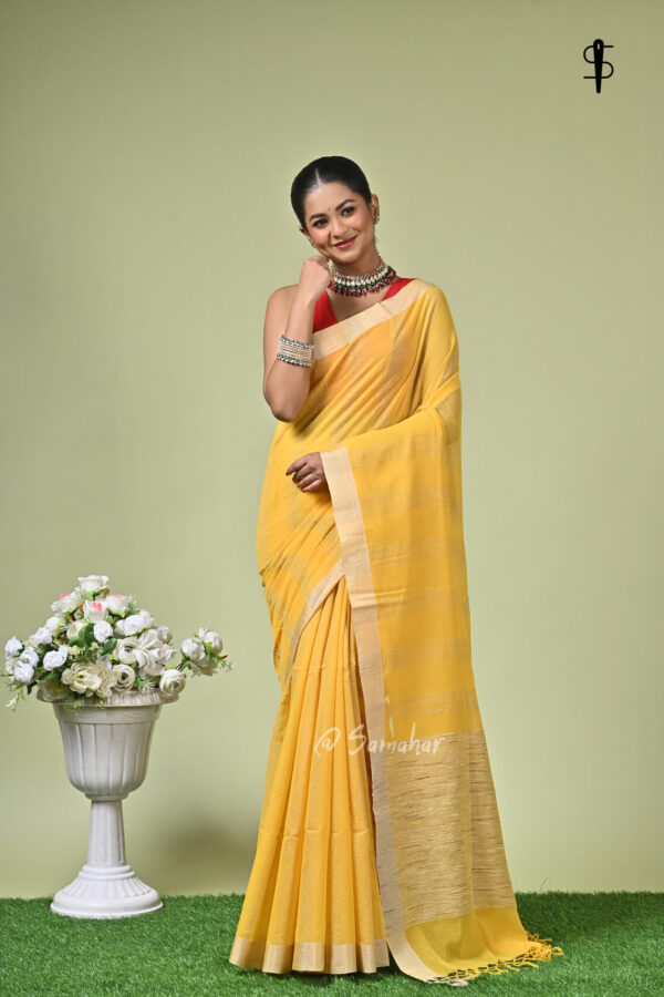 Sonajhuri (সোনাঝুরি) - Pure Cotton Saree with Jute Sections 2 LPS 9388 scaled