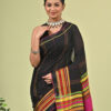 Rongmala (রঙমালা) – Handwoven Manipuri Cotton Saree 6 Rongmala handwoven Manipuri cotton saree in black with multicoloured woven detailing