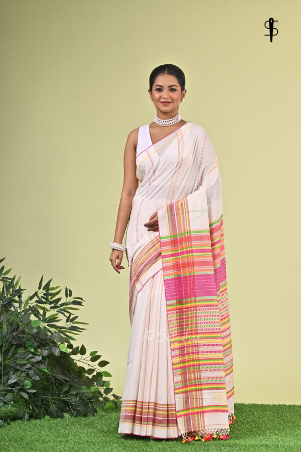 Shubhra (শুভ্রা) - Handwoven Manipuri Cotton Saree 2 LPS 9649 scaled