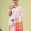 Shubhra (শুভ্রা) - Handwoven Manipuri Cotton Saree 6 Shubhra pure cotton Manipuri saree in white with multicoloured stripes