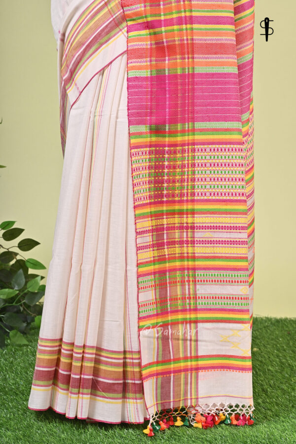 Shubhra (শুভ্রা) - Handwoven Manipuri Cotton Saree 3 LPS 9653 scaled