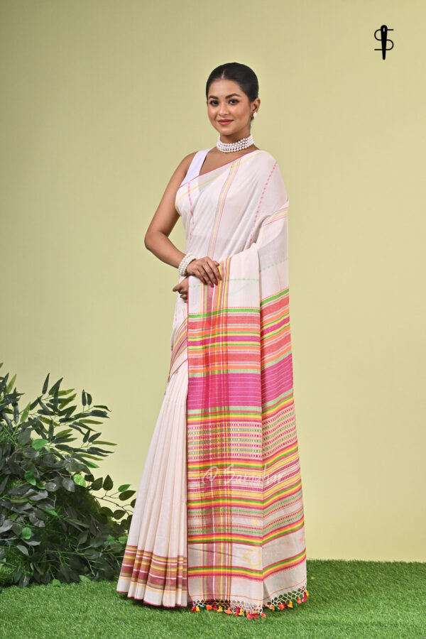 Shubhra (শুভ্রা) - Handwoven Manipuri Cotton Saree 4 LPS 9654 scaled